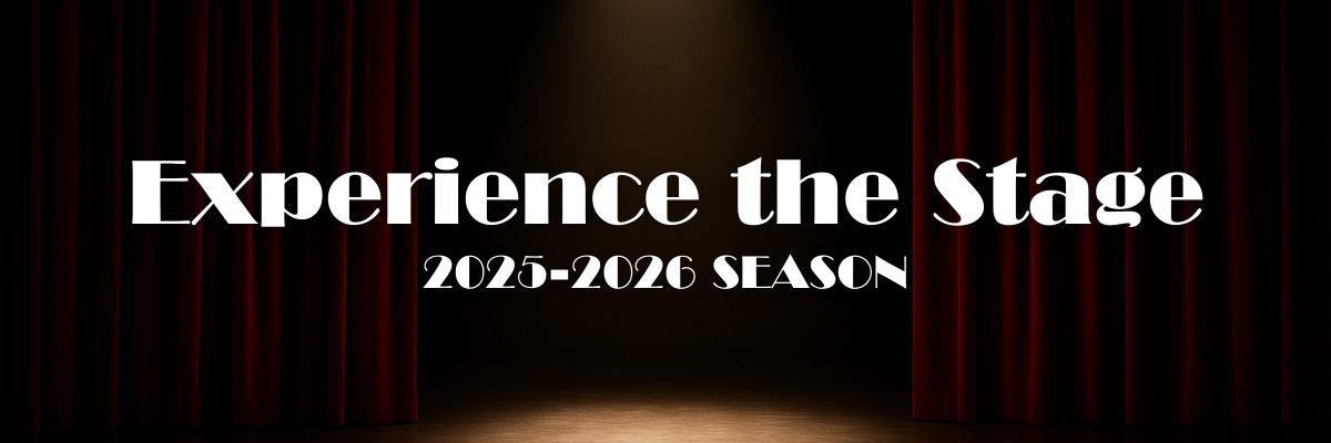 graphic of theater seats with a spotlight on one with the words 'Your seat is waiting 2024-2025 season' in the bottom right corner in white 